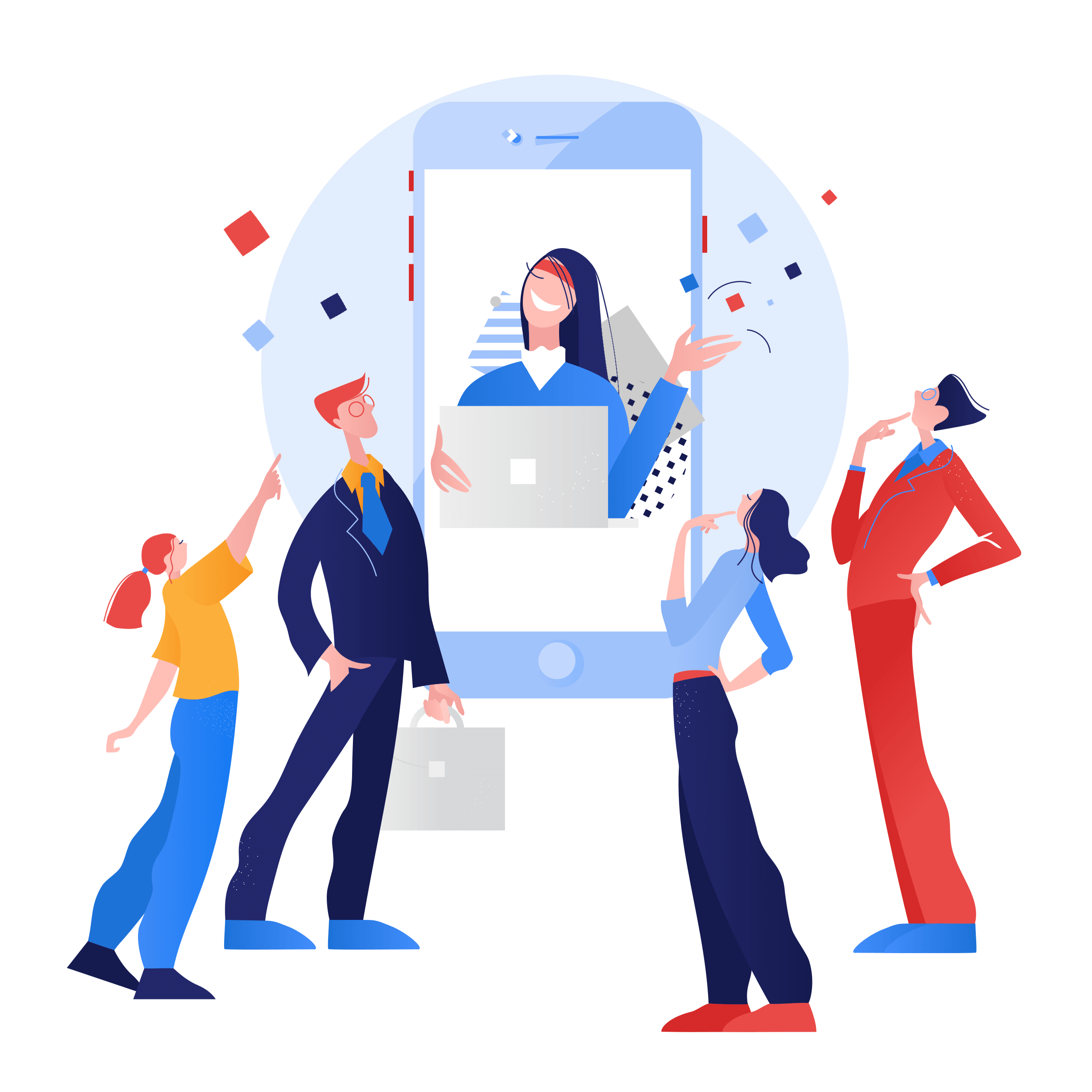 public-recognition Illustration of a man adding a gold star to a rating card on a monitor