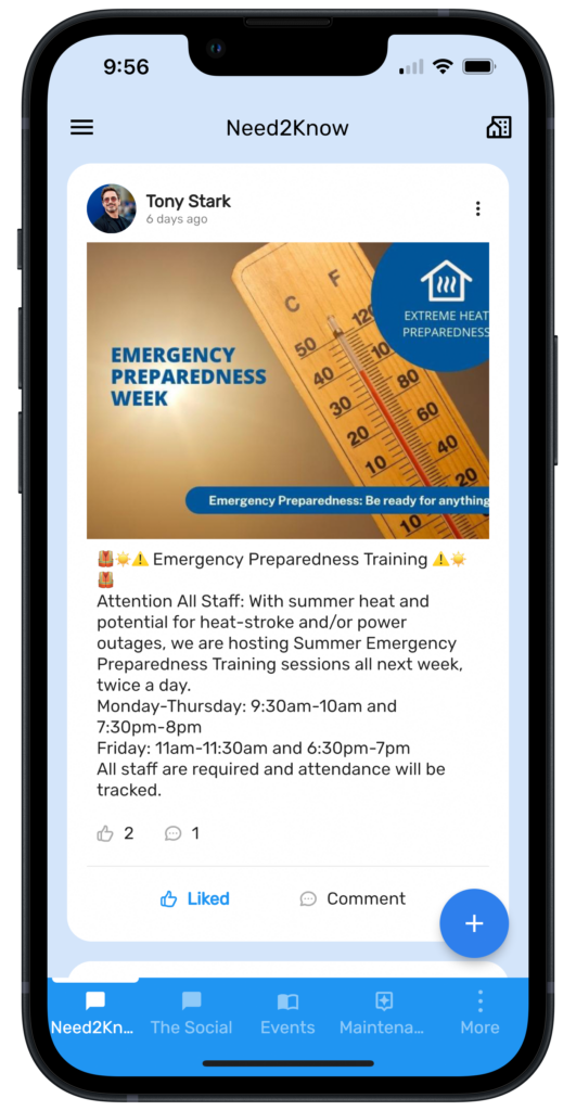An iPhone displaying information in Niuz about a training program